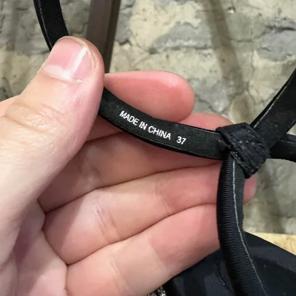 Alexander Wang Black Dahlia Rhinestone Embellished Wedge Sandals - Picture 11 of 12